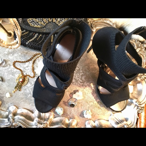 Zara Sexy Stretchy Wrap Black High Heel Sandals - Picture 5 of 8